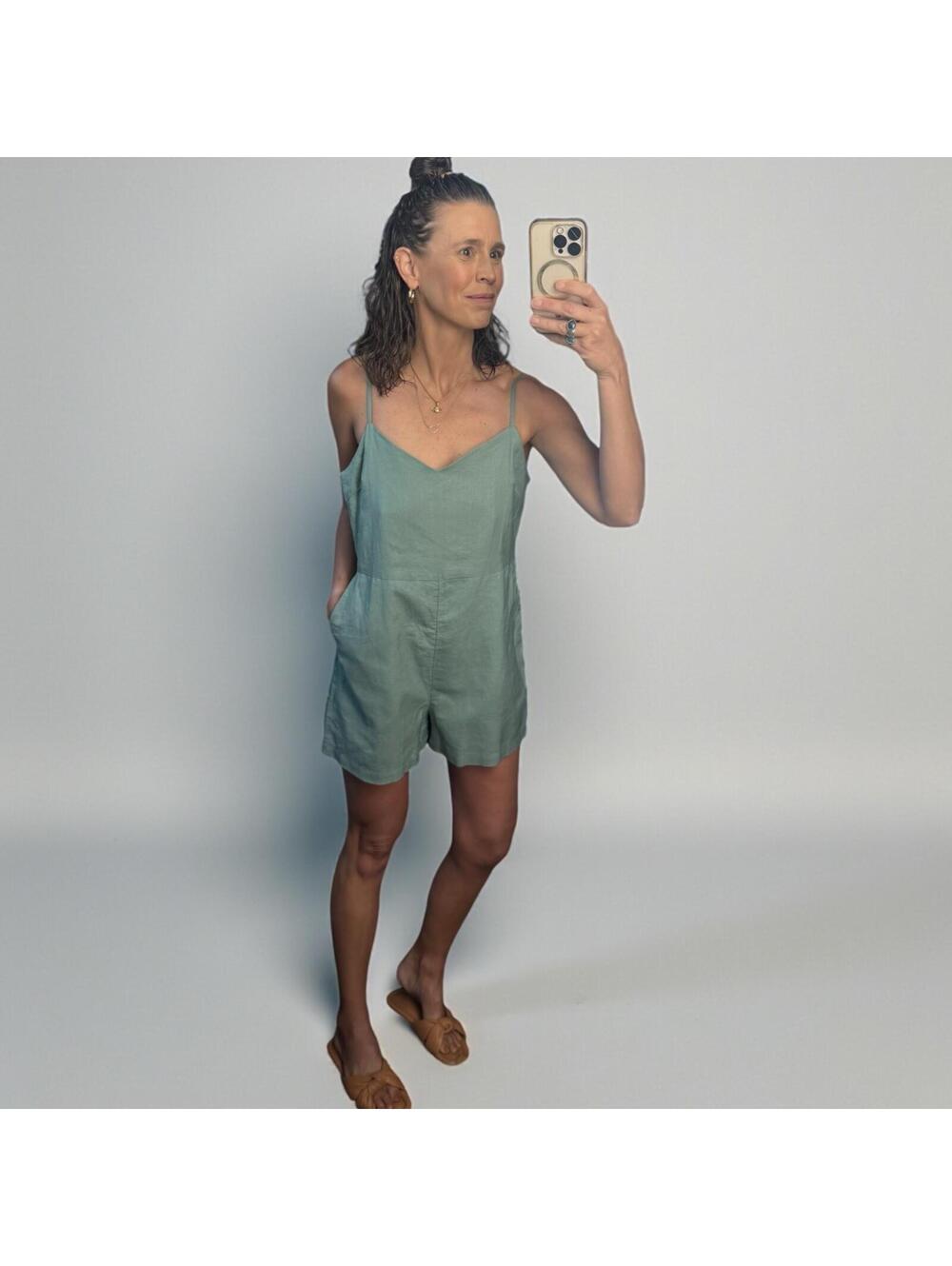Sage green Gap short romper, size 8 NWOT